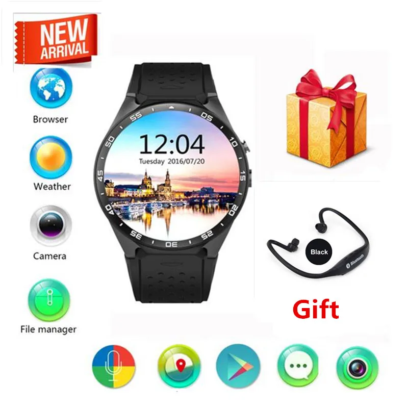 

kingwear Kw88 SmartWatch android 5.1 OS MTK6580 Smart watch phone support Heart Rate Monitor bluetooth 4.0/3G gps wifi pk X5/D5+