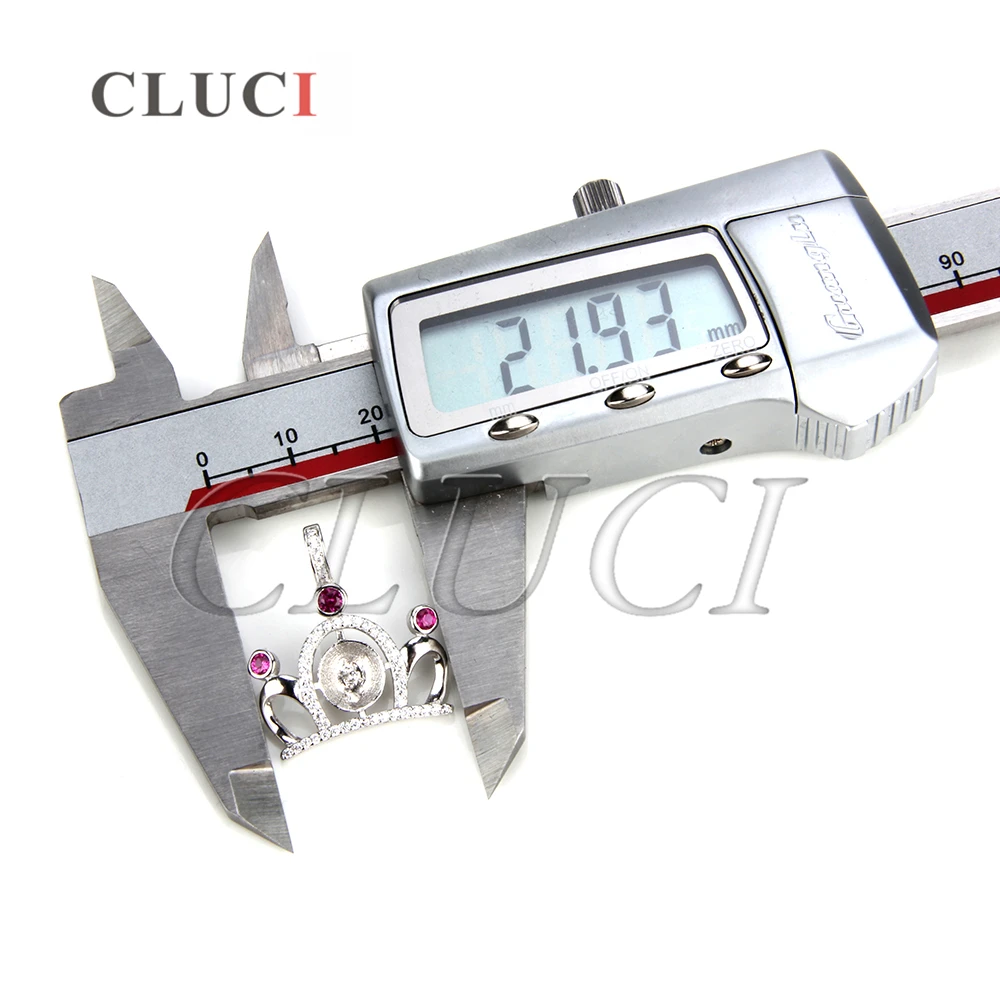 CLUCI Silver 925 Crown Pendant Women Fine Jewelry 925 Sterling Silver Pearl Pendant Mounting Crown Charms SP088SB