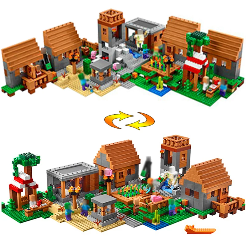 

My worlds Big Village building blocks kits 1652pcs models compatible with Legoingly MineCrafted Children's holiday Toys