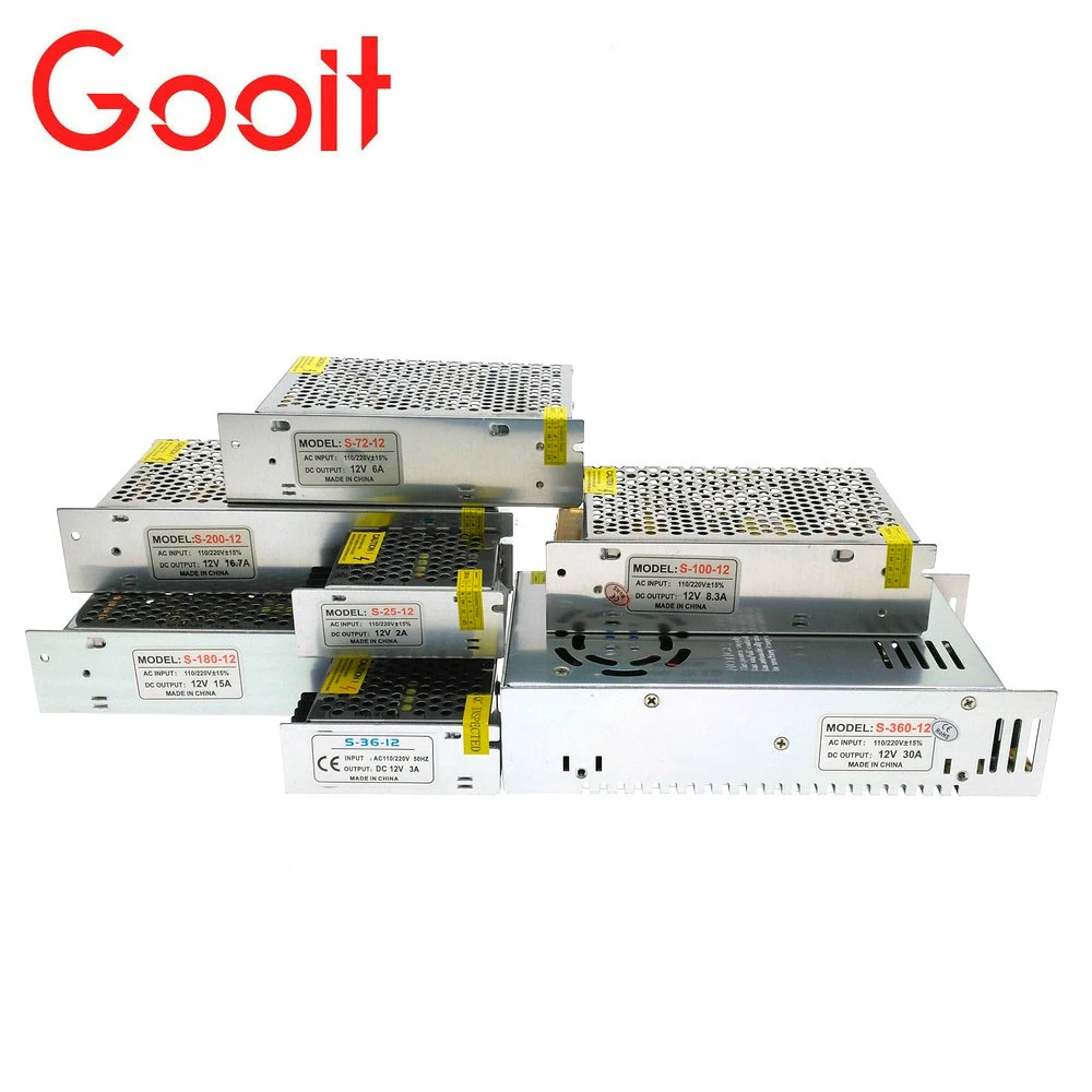 

12V Power Supply DC12V1A 2A 3A 5A 10A 20A 30A Switch Lighting Transformers LED Driver For LED Strip Power Adapte for DIY light