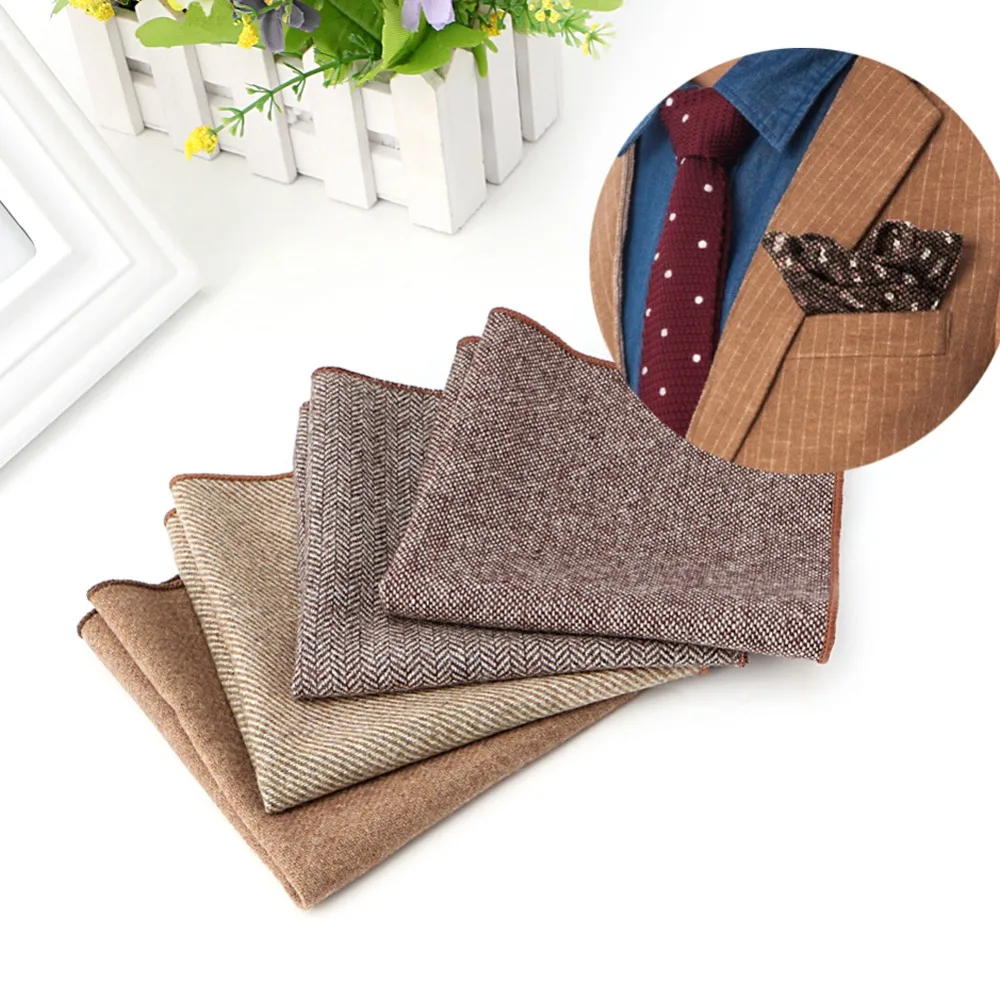 High Quality Men's Vintage Wool Handkerchief Vintage Solid Party