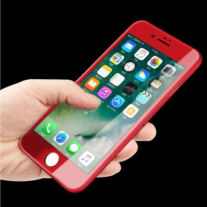 Для iPhone 6 6s 7 3D Мягкий край Полное покрытие красный глянцевый углеродное волокно Закаленное стекло Защитная пленка для экрана для iPhone 7 Plus