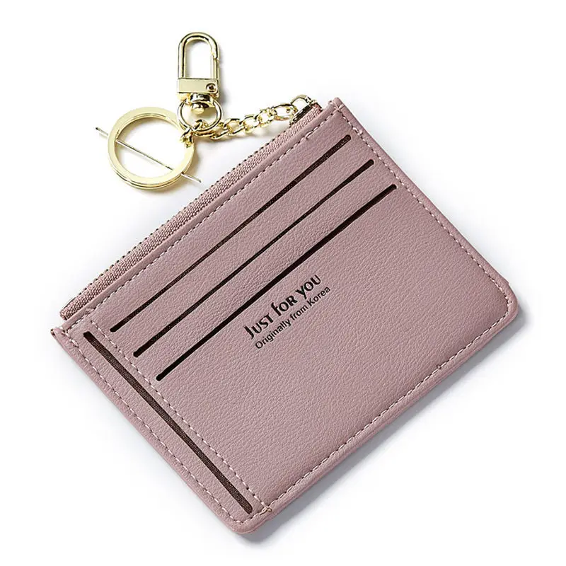 Бренд, супер тонкий маленький кошелек для кредитных карт, женский кожаный брелок, держатель для ID карт, тонкий кошелек для женщин, Дамский Мини Кошелек для монет - Цвет: Dk Pink