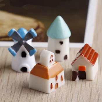 

Free shipping 20mm 4pcs/lot European style house mini windmill,church,cabin ,castle doll ornaments micro landscape decoration