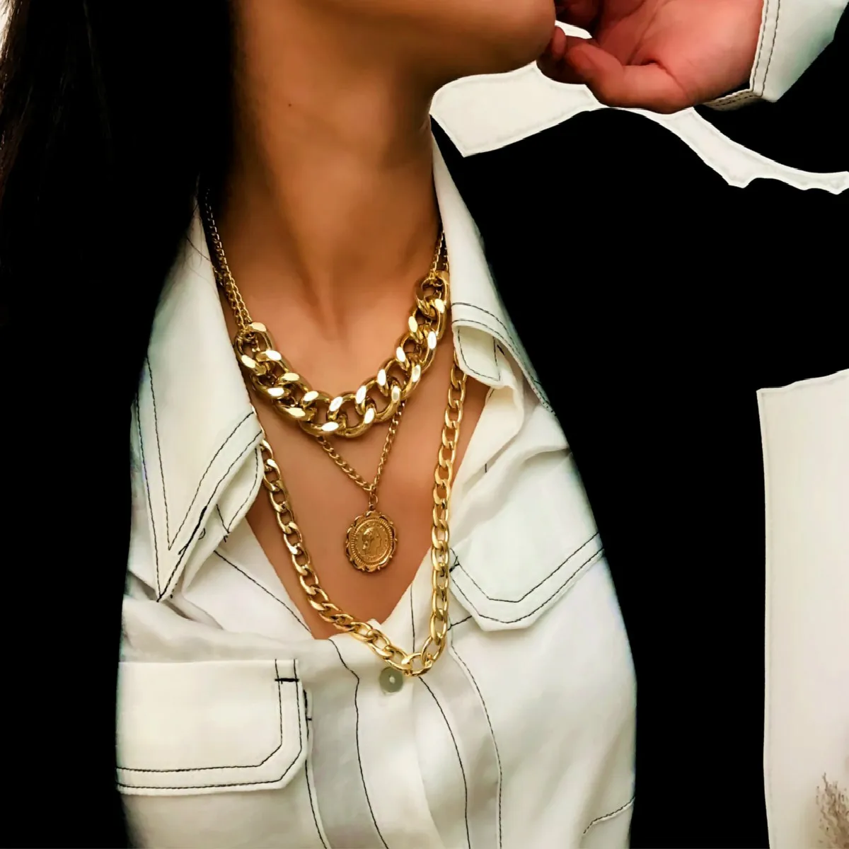 Мода несколько цепочки несколько слоев ожерелье s для женщин очаровательные Чокеры золотой цвет ожерелье Boho Collares женские ювелирные изделия для вечеринок