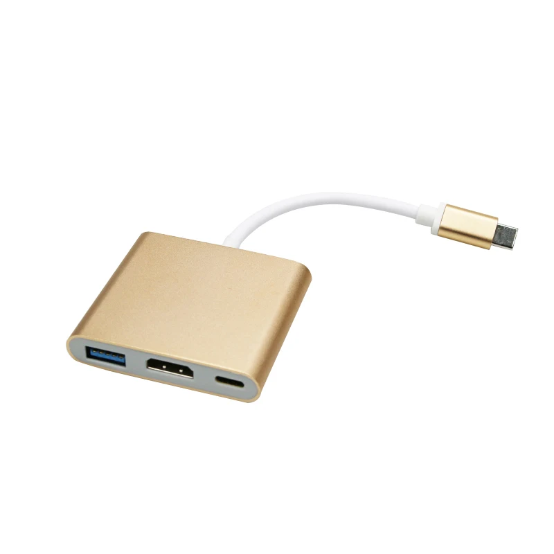 HDMI type-C адаптер для док-станции HD передача для пульта USB-C, ТВ HDMI конвертер адаптер для MacBook Xiaomi ноутбук телефон - Цвет: Gold