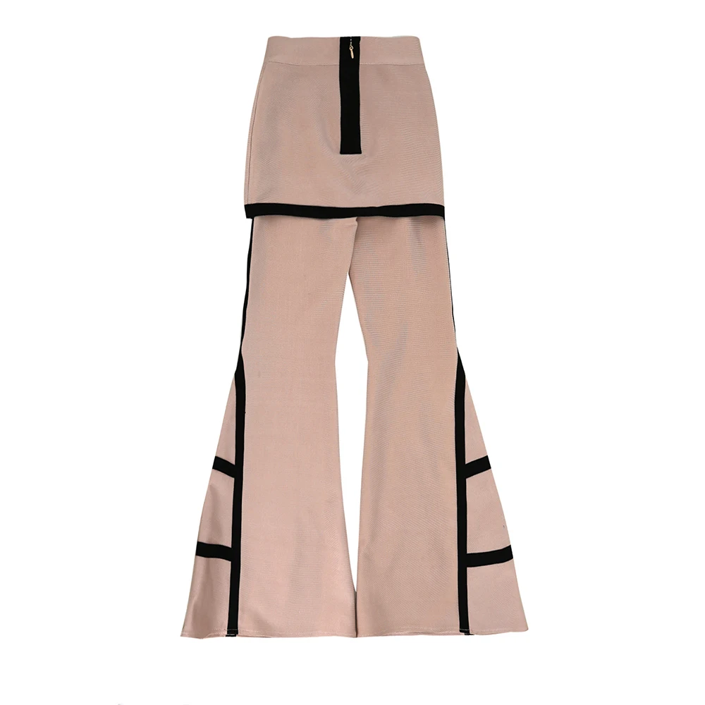 Nueva Longitud Celebridad 2019 Pantalones Completa Llegada Pantalón Vendaje Flare Beige Caqui Moda Mujeres De Fiesta Rayas 7XdBwxdpq