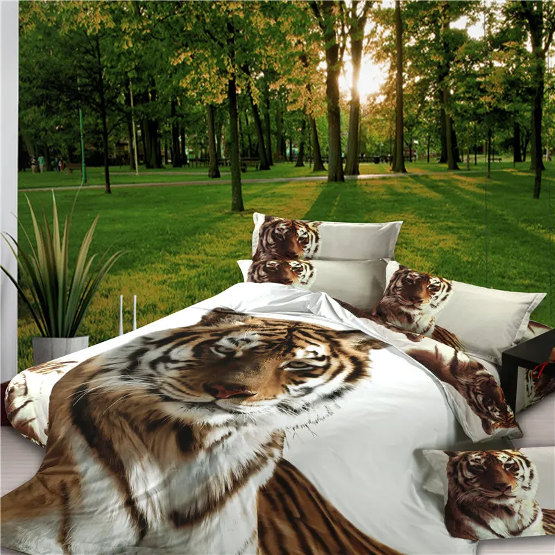 

3D Tiger Bedding Set King Size Spring Bed Linen/ Bed Sheet Set (1pcs Quilt +1pcs Sheet+Pillow covers 2 Pcs) Bed set
