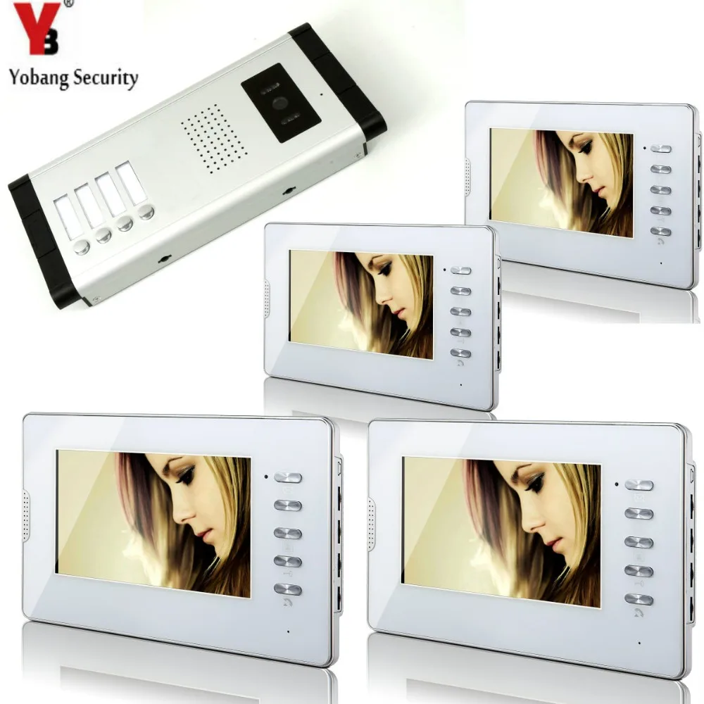 YobangSecurity White 7 Inches Color Wired Video Doorbell Door Chime,Rainproof Door Phone For 4 Units Villa Apartment Intercom YobangSecurity White 7 Inches Color Wired Video Doorbell Door Chime,Rainproof Door Phone For 4 Units Villa Apartment Intercom