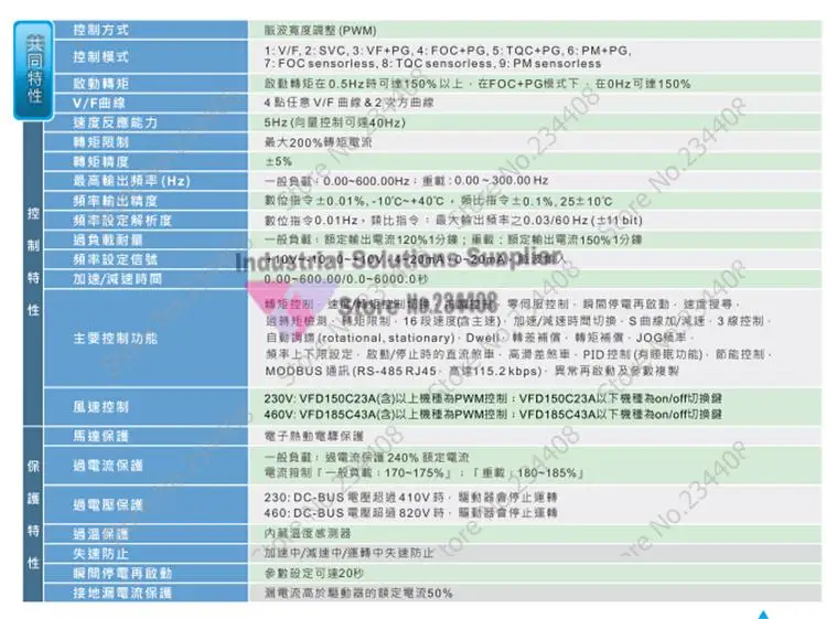 Вход AC 3ph 380V Выход AC 3ph инвертор C2000 серии VFD022C43A 0~ 480V 6A 0~ 600 Гц C2000 2.2kW 3HP