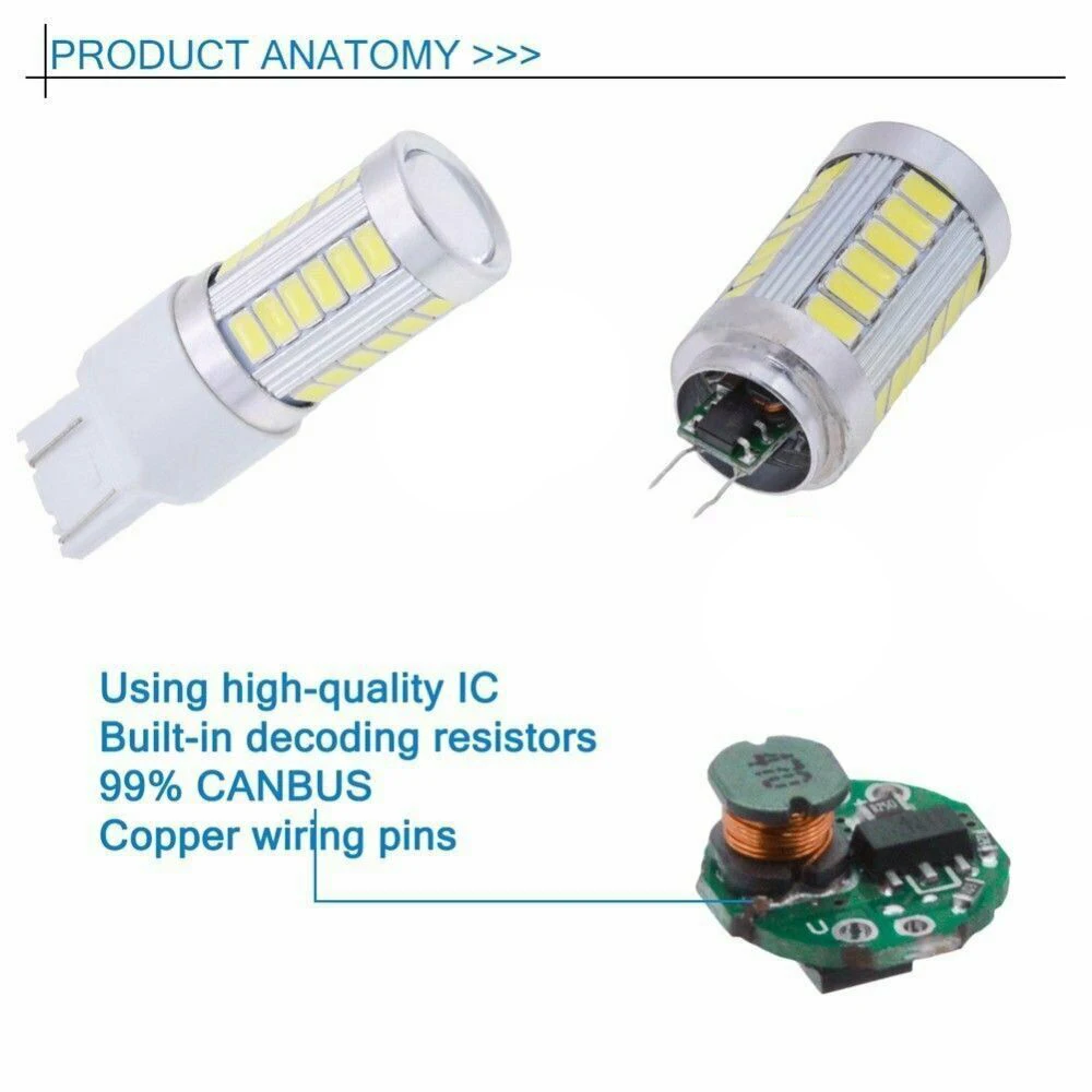 4 шт./компл. T20 7440 7443 W21W 33SMD светодиодный Canbus без ошибок автомобиля задние тормоза светильник белого цвета