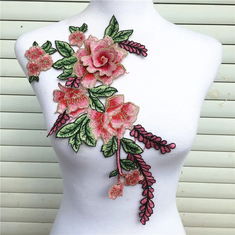 

Embroidered Pink Flower Venise Lace Neckline Collar Embellishment Sewing Applique Trims Sewing Supplies Scrapbooking
