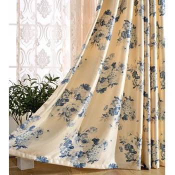 

Classic Traditional Chinese style printed curtains living room bed room window curtain and jacquard sheer curtain