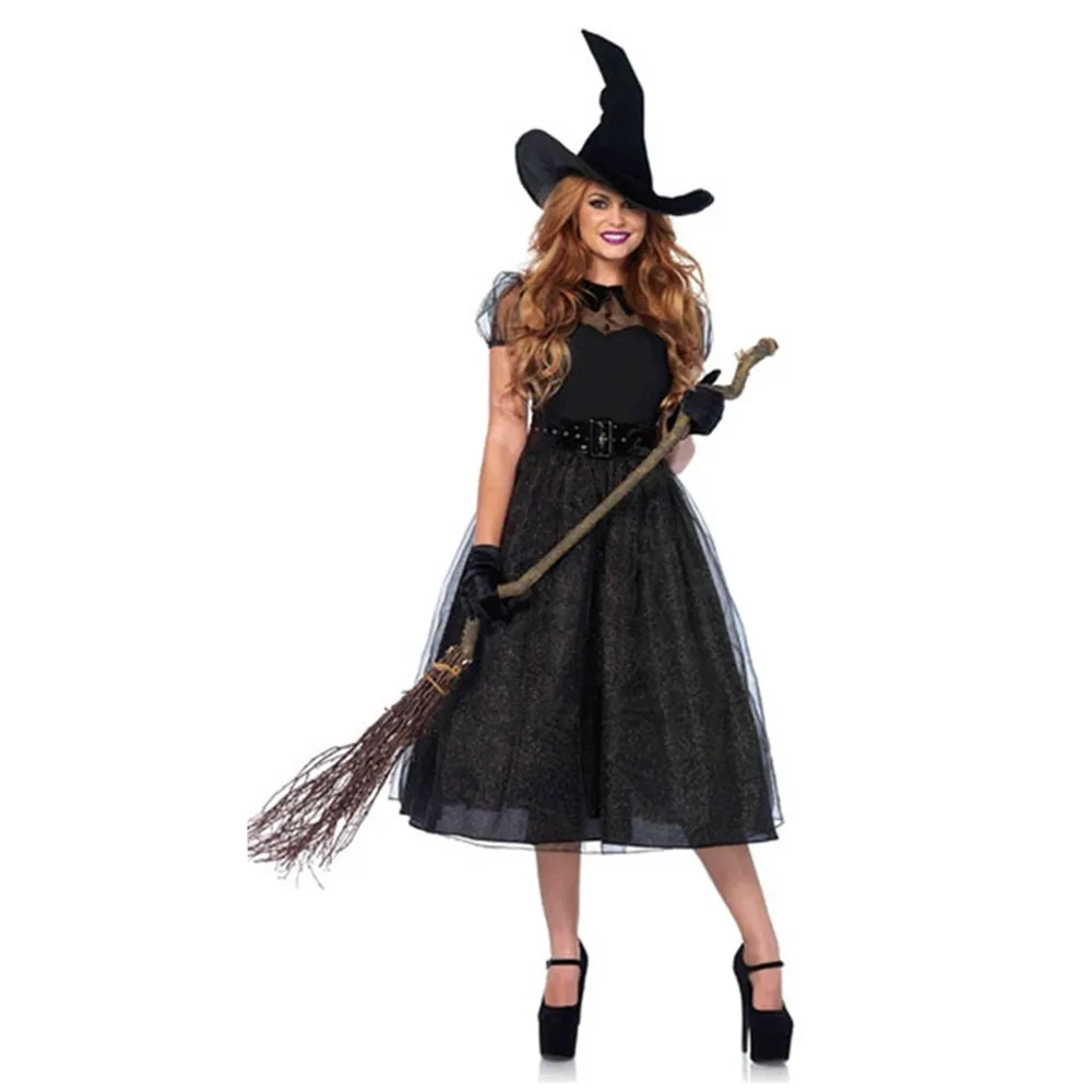 Карнавальный костюм на Хэллоуин Вечерние черные костюмы ведьм для костюм дорогая Spellcaster костюмы для Для женщин Взрослый фантазия платья