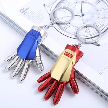 

[Funny] 20pcs/lot super hero Iron man gloves figure metal model bag key chain pendant toy gift