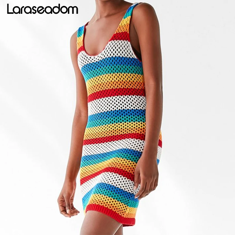 

2019 Multicolored Striped Summer Beach Wear Mini Dress Women Tunic Swimwear Cover-ups Bikini Wrap Cover Up Sarong plage#N173