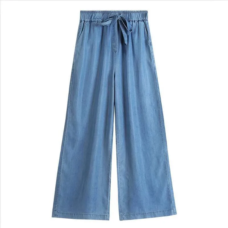 drawstring wide leg jeans