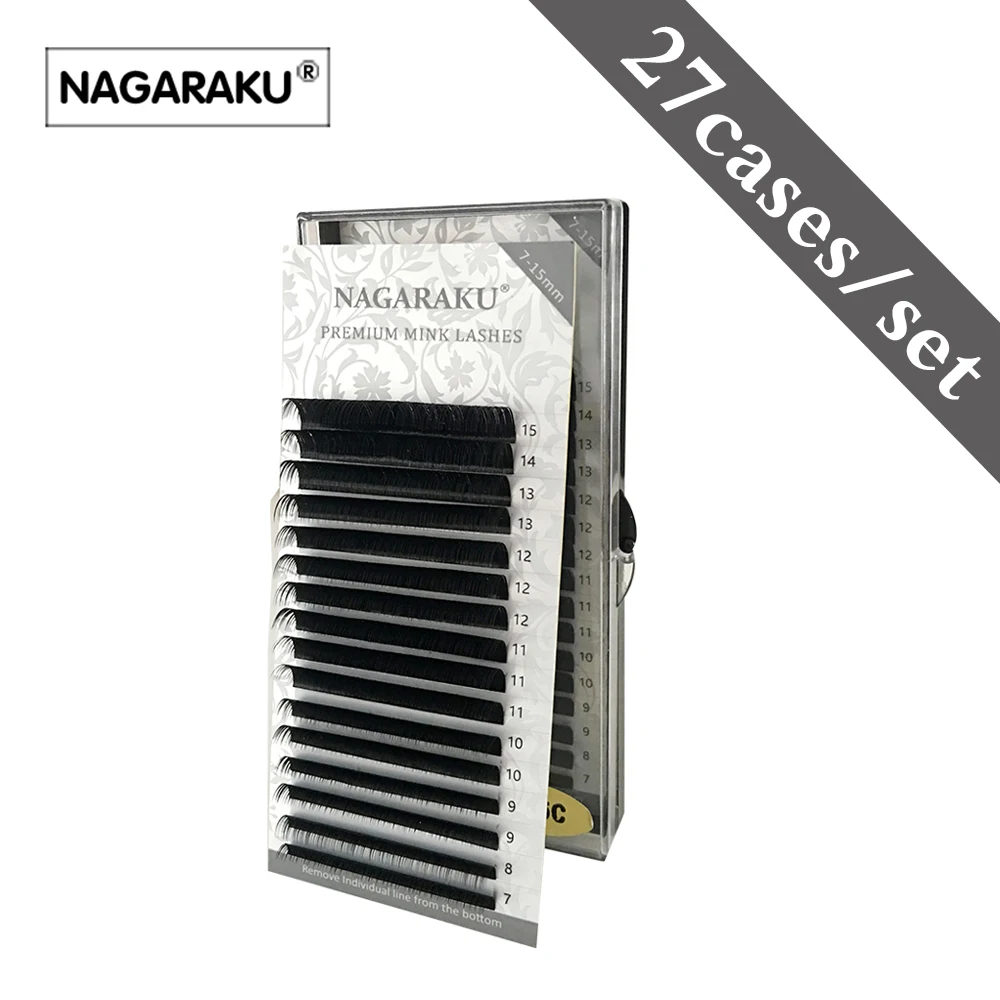 

NAGARAKU 27 cases/wholesale16rows/case 7~15mm mix natural synthetic mink,individual eyelash extension makeup cilia professional