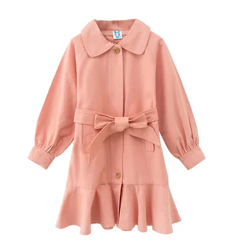 

Autumn Winter Big Girls Coat Girls Outerwear Long Sleeve Cotton Single-breasted Coat for Children Long Style Clothing 6y-14y