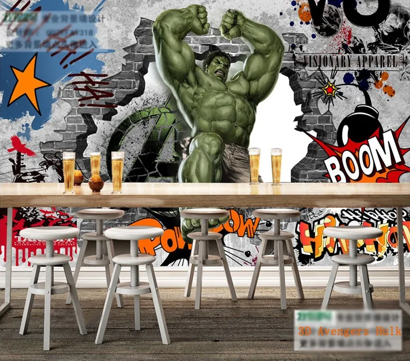 Мстители фото обои на заказ 3D обои Hulk граффити настенная детская спальня офис, ТВ фон супер герой декор комнаты