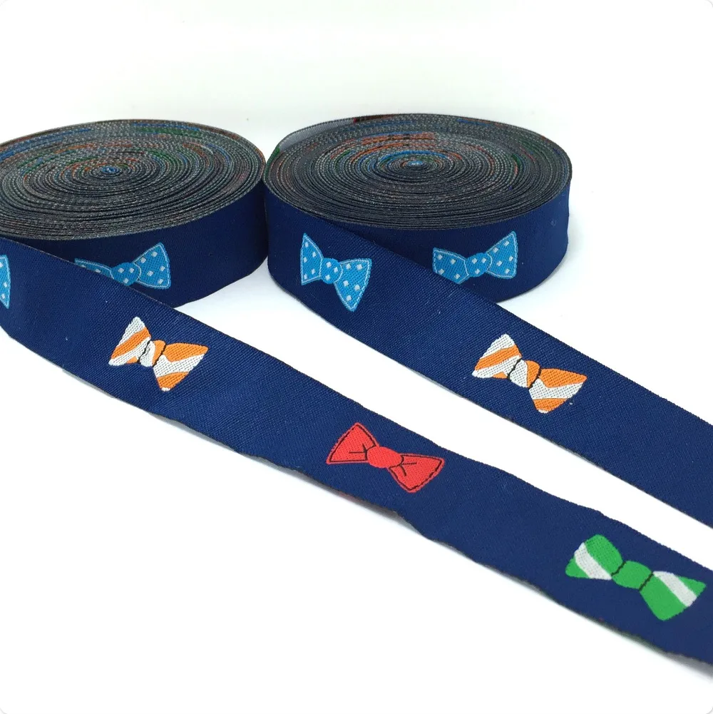 

7/8" 22MM 10YARD/SETS SINGLE FACE CARTOON 100% POLYESTER Deep blue bowknot DOG RIBBON KTZD16010502