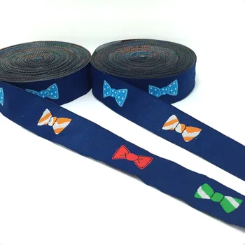 

7/8" 22MM 10YARD/SETS SINGLE FACE CARTOON 100% POLYESTER Deep blue bowknot DOG RIBBON KTZD16010502