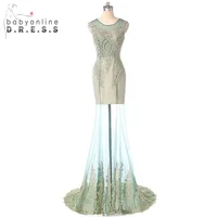 Real Sample Elegant Beaded See Through Long Mermaid Evening Dresses 2016 New Fashion Evening Gowns Mermaid Prom Dresses