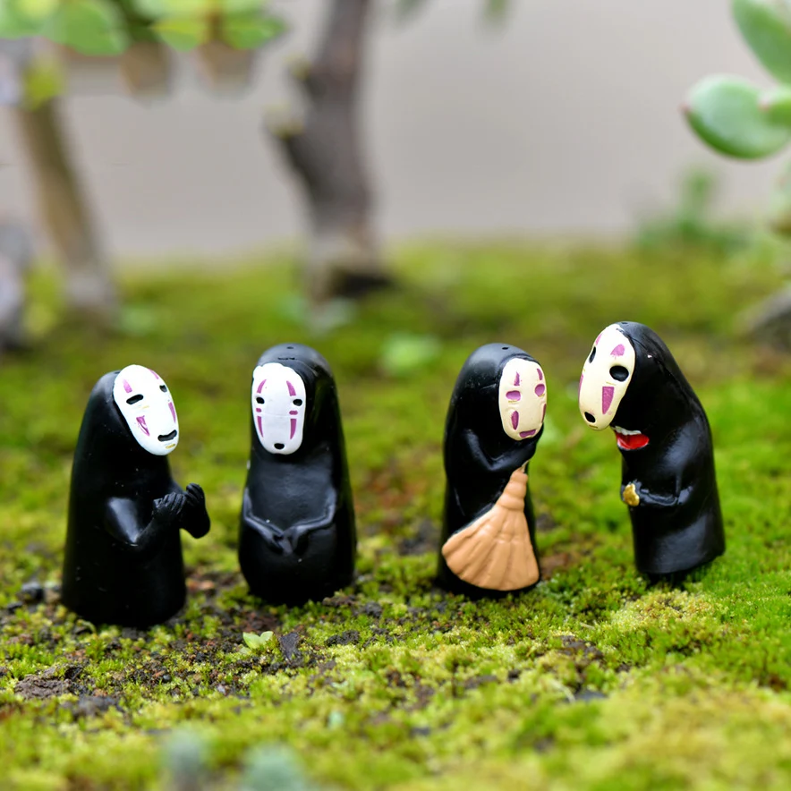 

ZOCDOU 1 Piece Japan Cartoon No Face Man People Mask Boy Small Statue Figurine Little Crafts Ornament Miniatures Bar Home Decor
