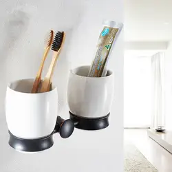 Черный держатель чашки для зубной щетки набор керамическая чашка для мытья настенная кружка чашка полка для ванной комнаты можно пробить