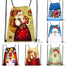 Пользовательские Рождественский подарок Санта Drawstring сумка-рюкзак милый рюкзак детский Ранец(черный назад) 31x40 см#180531-02-60