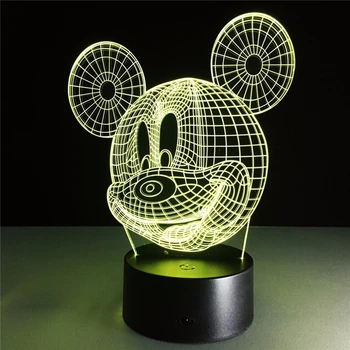 

3d Led Light Mickey Cartoon Toy Table Lamp Night Light Hologram Illusion Holiday Fun Light For Baby Decoration Kid Room Lamp