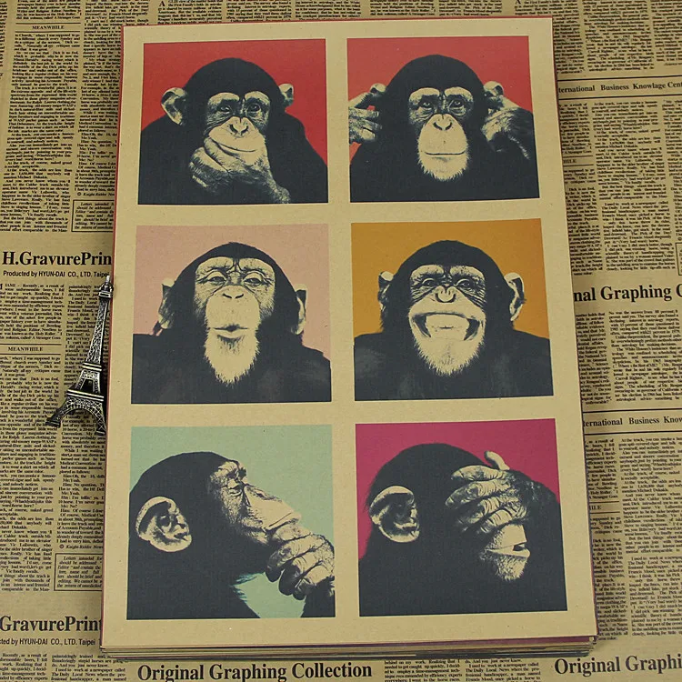

My principles gorilla poster poster kraft paper bar cafe interior decoration retro kraft paper wall