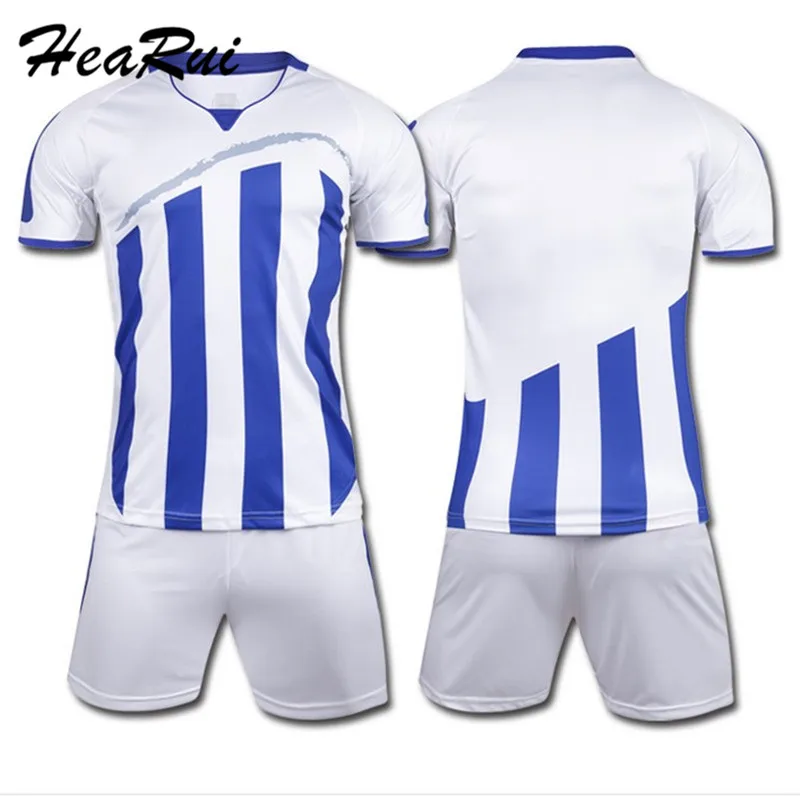 

Men Striped Soccer Jerseys 2016 2017 pro Soccer Uniform survetement Short Sleeved Football Set maillot de foot Customize Logo