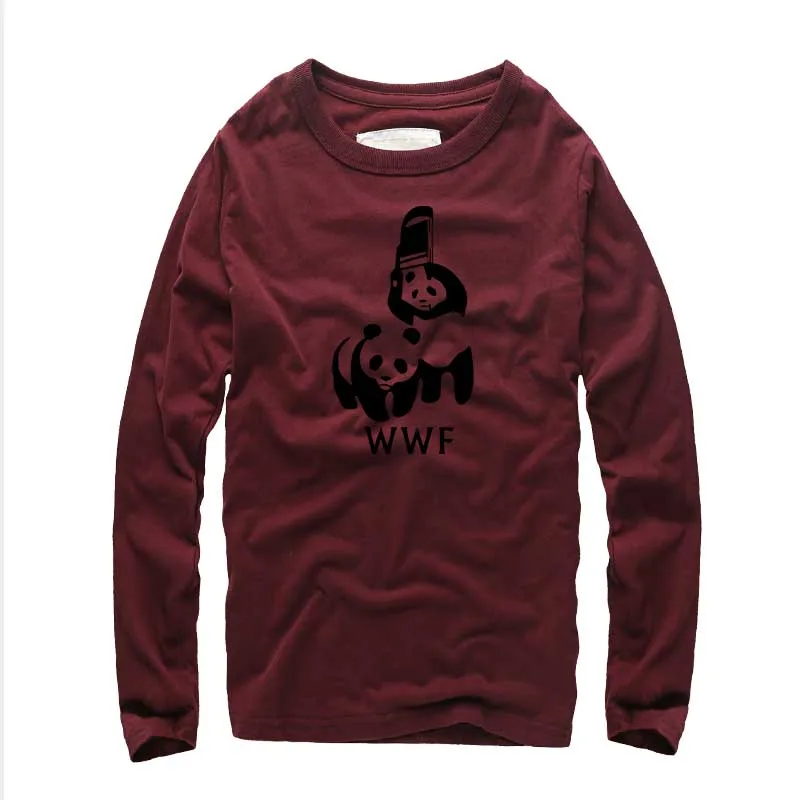 جديد العلامة التجارية الملابس WWF المصارعة الباندا الكوميديا طويلة الأكمام لطيف Camiseta تي شيرت رجالي USA البيسبول القمصان أوم عارضة