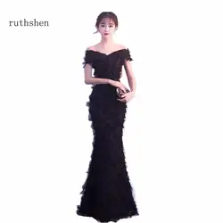 Ruthshen в наличии кружево линии cексуальные вечерние платья V средства ухода за кожей Шеи рюшами вечернее платье для особых случаев Robe De Soiree