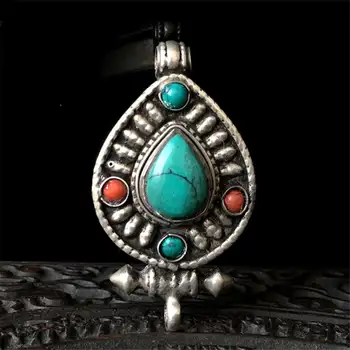 

TGB046 Tibetan White Metal Copper Antiqued Heart Prayer Box Pendants Tibet Gau Amulets