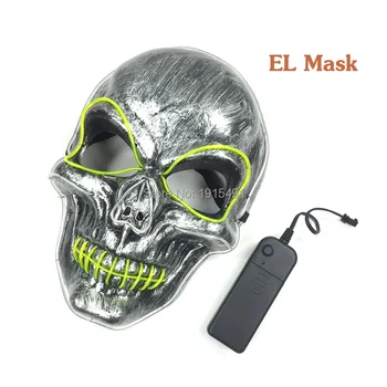 

High-Grade Led Strip Glow Party Decorative Fashion Mask Neon Cold Light Attractive Skull Ghost Mask Rave Costume Party Supplies