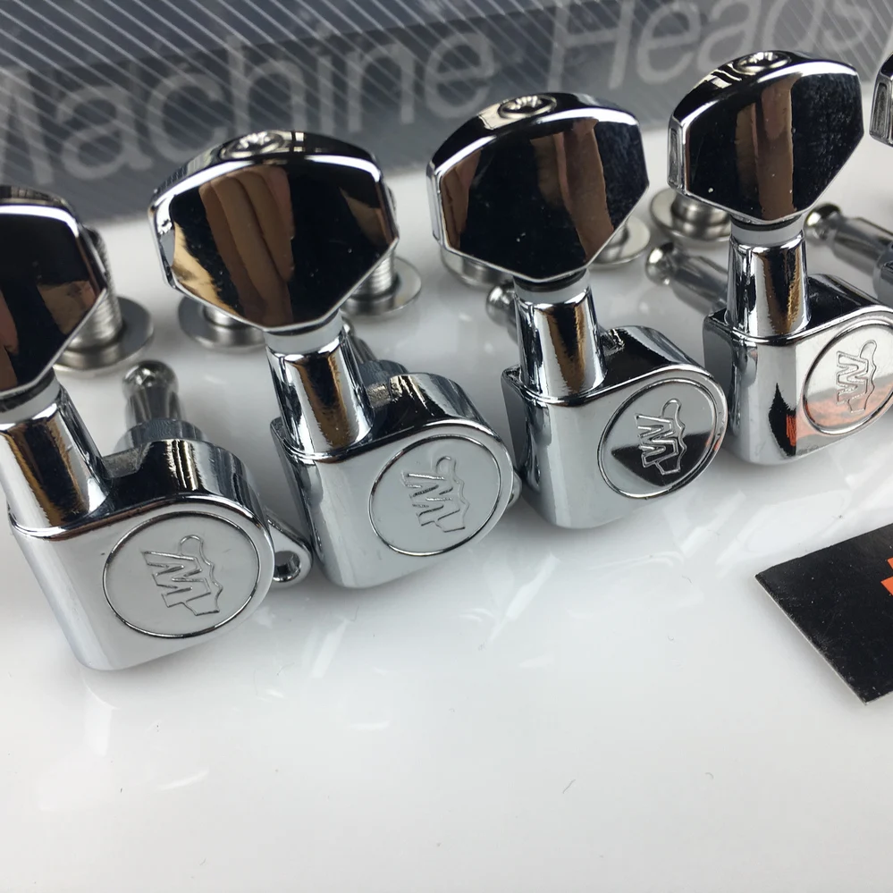  Wilkinson WJ-07 Electric Guitar Machine Heads Tuners for ST or TL Chrome Silver Tuning Pegs ( With 