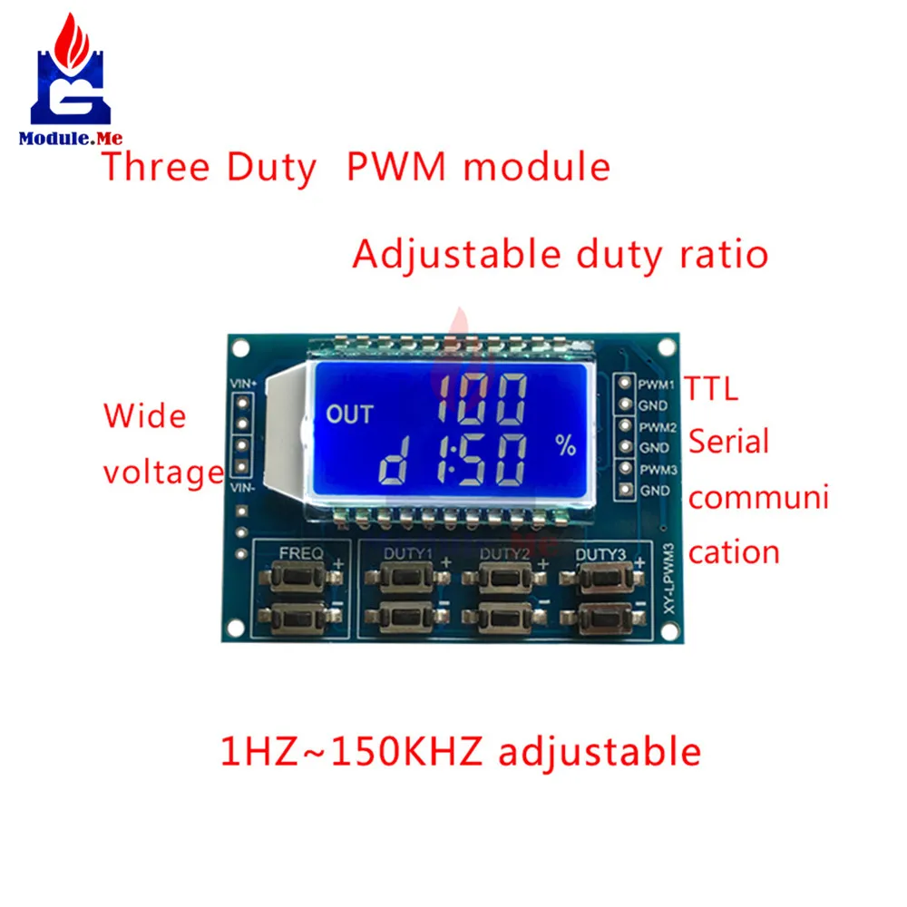 DC 3,3-30 в 3 канала частота 1Hz-150 кГц рабочий цикл 0-100 Регулируемая метр pwm генератор сигналов с ЖК-дисплей Дисплей метр