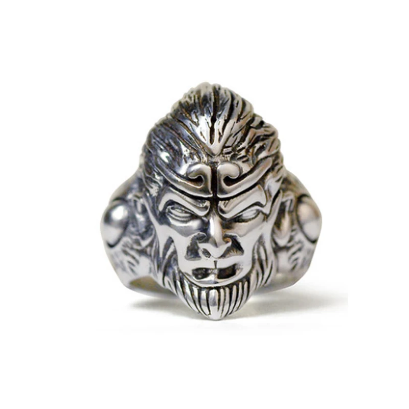 Чистое серебро 925 пробы ювелирные кольца с черепом широкая версия Su Wukong мужское кольцо с изображением Знака Доллара для женщин Специальный прекрасный подарок 1036