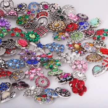 

Random 50pcs/lot watches women charm bracelet&bangle Metal 18mm snap button jewelry lots of crystal button