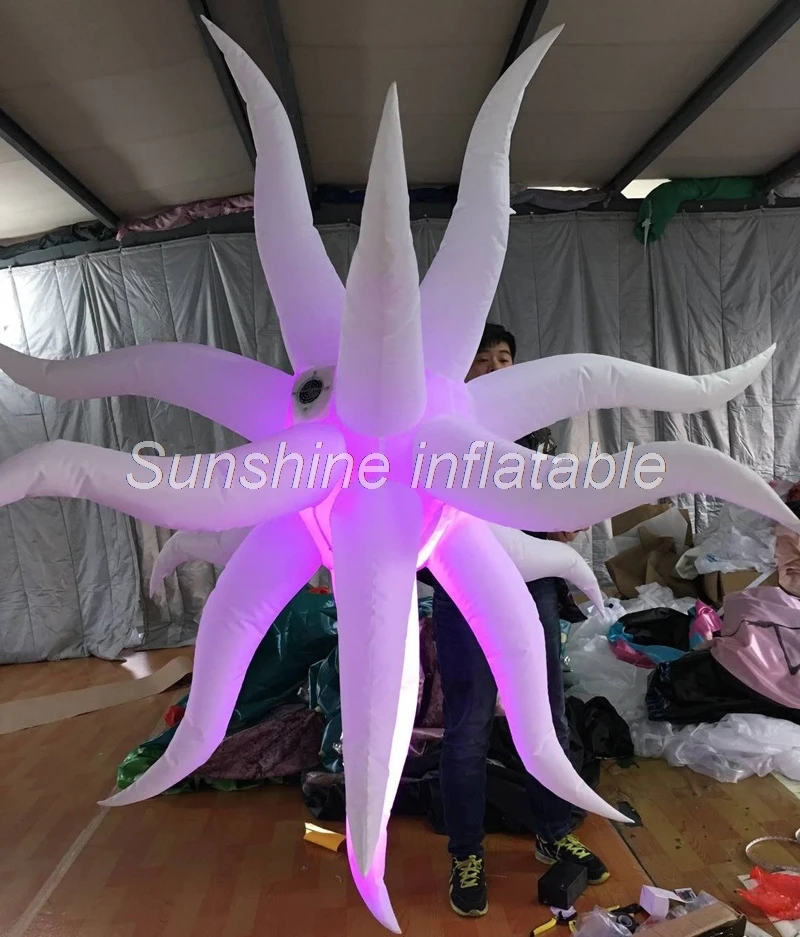 

2.5m banquet decorated led lighting giant inflatable led star hanging color glow decor multiangualr balloon