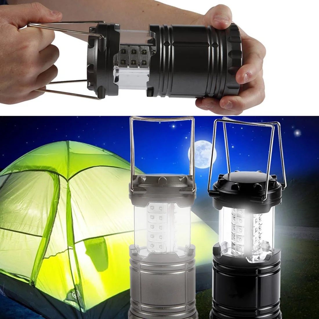 Buy Black Gray Super Bright Lightweight 30 LED Camping Lantern Outdoor Portable