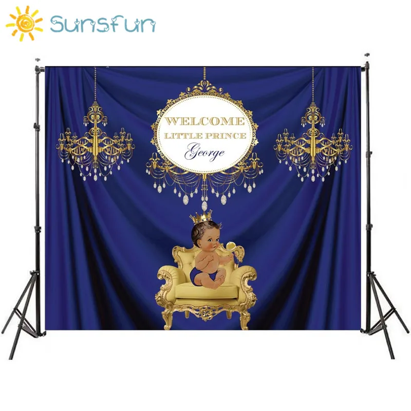 

Sunsfun Customized Welcome Little Prince Photography Background Birthday Backdrop Wall Decors Party Gift