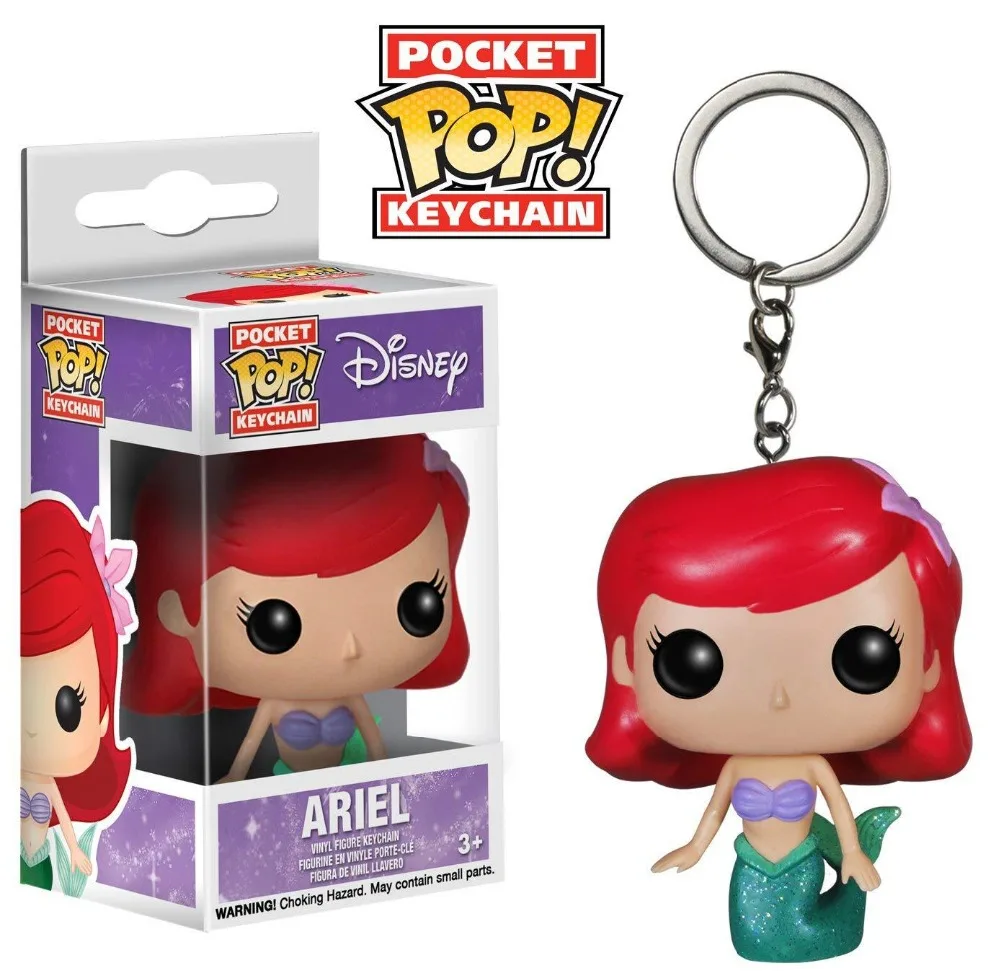 FUNKO POP Cute Cartoon Pocket Keychain Maleficent Tinker Bell Ariel Stitch Lilo Action Figures Toys for children birthday gift