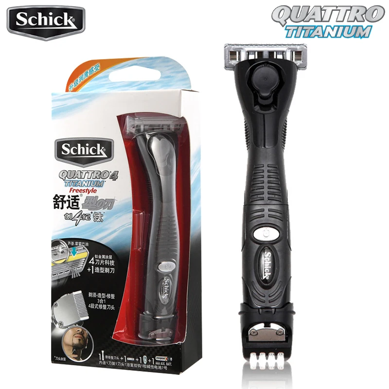 Schick Quattro титановый бритвенный набор с электрическим триммером для волос лучшее бритье и триммер для мужчин