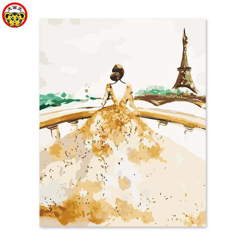 

painting by numbers art paint by number Wedding dresses in Paris tower romantic