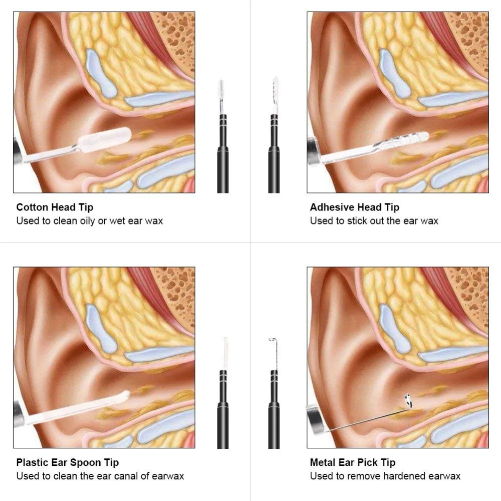 HD 1.3MP In-Ear ложка ухо эндоскоп камера для Android смартфон визуальный ушной выбор Otoscope бороскоп забота о здоровье 720 P