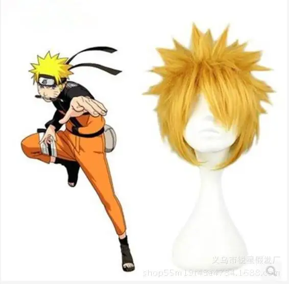 

NARUTO Uzumaki Wigs Golden Short Fluffy Shaggy Layered Heat Resistant Synthetic Hair Cosplay Costume Wig