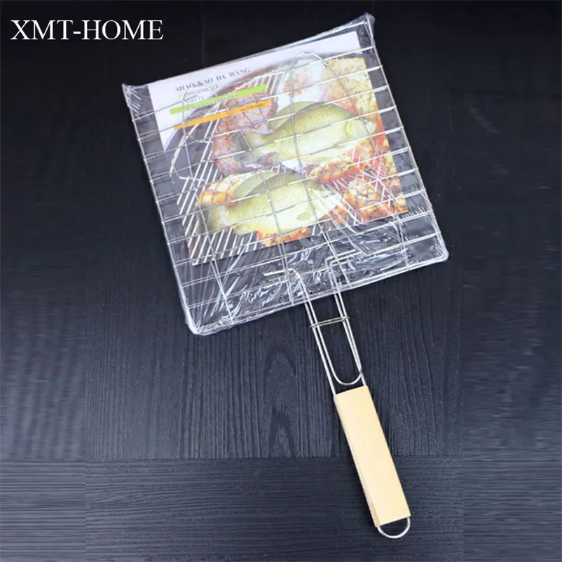 XMT-HOME нержавеющая сталь барбекю сетка ручка барбекю Гриль Рыба сетки зажим для рыбы инструменты для барбекю 1 шт